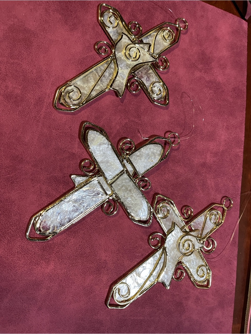 Set of 3 Natural Capiz Shell Inlay / Latin Cross /  Windowpane Oyster  Shell